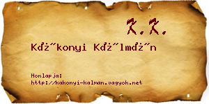 Kákonyi Kálmán névjegykártya